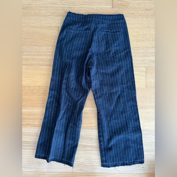 T BY ALEXANDER WANG NAVY STRIPED OFF-THE-SHOULDER CROP TOP & PANTS SET - Picture 4 of 8